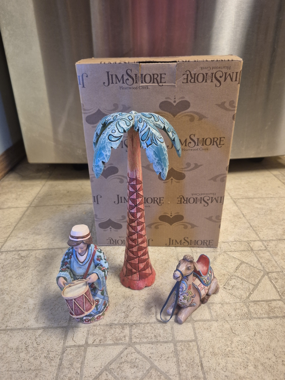 Jim Shore Heartwood Creek 2006 Enesco #4005728 Palm Tree, Camel Nativity Set NIB